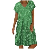 Haljine za žene Ljetna casual haljina polka točkice V-izrez kratki rukav A-line haljina duljina koljena