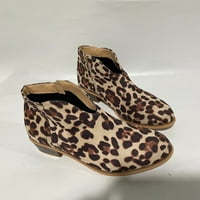 Čizma za gležnjeve za žene Dressy Cipele Plus size Srednje cipele za petu Leopard Print Suede gležnjače Brown 39