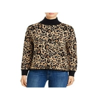 Calvin Klein ženski leopard-tisak džemper za mok-izrez Bež veličine Medijum