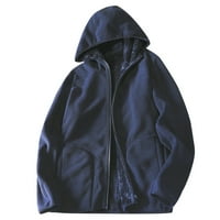 Leey-World Hoodies za muškarce Muška kapuljača, Ecosmart Zip-prednja dukserica sa kapuljačom, pamučna mješavina dukserica, srednje težine zip-up tamno plava, m