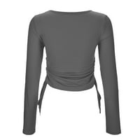 Ženske majice Casual Solid Boja Udobne pulover dugih rukava s tamnim priključnim kratkim toplicama za