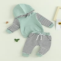 SprifallBaby Baby Fall Outfits dugih rukava s prugaste kapuljačom i pantalone postavljaju odjeću za mališana