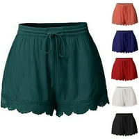 Dyegold kratke hlače za žene ljetni elastični struk casual lagane čipke Hem labave kratke hlače