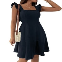 Ženska klizna haljina, slatka let rukava s kratkim vratom Bandeau A-line A-line mini sandress clubewear