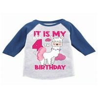 Neugodni stilovi To je moja četvrta rođendan rođendan Llama Toddler Raglan majica Birthday Girl