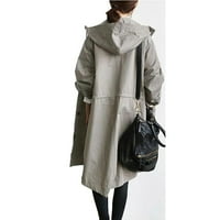 Kaput za ženske vrat izrez dugih rukava, dugih rukava sa kaputom sa kapuljačom žene elegantna vjetrobranska divlja zima womencoat