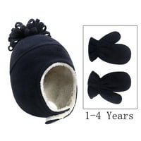 PXiakgy kape za muškarce Dvije zimske solidne boje toplo dječije šešir i rukavice Navy Blue + S