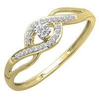 DazzlingRock Collection IGI certificirani okrugli bijeli dijamant Criss Cross Angagement Bridal Obećaj prsten za žene u 10k žuto zlato, veličine 8