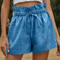 Puntoco Plus Veličina Ženska hlače, casual širokim nogama čipke labave hlače sa visokim strukom Blue 6