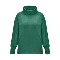 Ženska zimska modna modna kaltenak pletena puna boja dugih rukava elegantni casual tops green xxl