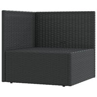 Buyweek Patio Corner Sofa sa jastucima Crni Poly Rattan