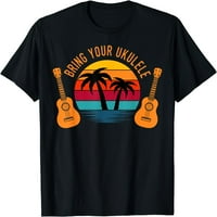 Donesite svoju Ukulele Retro Vintage Havajska majica za žene kratkih rukava za zabavu Crni tee