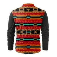 Tribal Aztec Muška majica, geometrijski tiskani ispisani print za zapadni etničko stil Criss Cross Lappy Ležerni kaubojski bluza