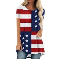 Ženska američka zastava majica Grafički print 4. jula Dan nezavisnosti Grafički tebi vrhovi nebesko plavo veličine l