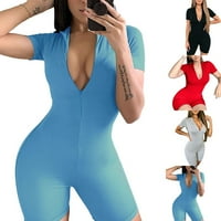 Ženska papučasta kombinezona za romper Slim Sports Fitness Zip Bodycon BodySuit Storys Blue S