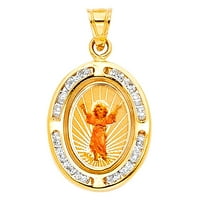 Dragulji LU 14K Žuto zlato Kubični cirkonijski CZ Božansko dijete Isusov medalji