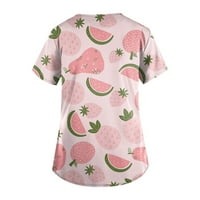 Ženske vrhove bluza Žene kratki rukav casual grafički grafički otisci majica Crew vrat ljetni ružičasti
