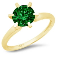 0,5ct okrugli rez zeleni simulirani smaragd 14K žuti zlatni angažman za angažman prsten veličine 9,75