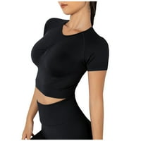 Amousa Thirts Majice za žene Ženske modne bešavne čvrste boje Sportski Yoga majica kratkih rukava Top