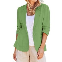 Ženska poslovna ležerna radna košulja Blazer isključite kaput s rukavima ovratnika Cardigan Bluze Green