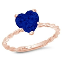 2.0ct srce simulirano plavi safir 14K ružičasto zlatni godišnjica ruža Veličina prstena 6,75