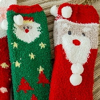 Dame Božićna jesen i zima zadebljano čarape za spavanje Coral baršunasto toplo i slatko zeleno