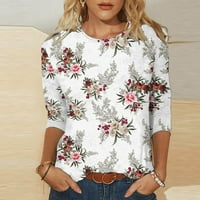 Ženska modernog cvjetnog tiskanog vrhova habalske tipice Labavi majica rušine rublje okrugle putničke majice