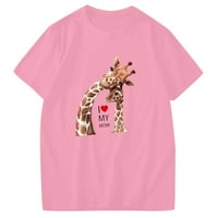 Penskaiy ženski seksi slatki tisak labavi jednodijelni kratki majici kratkih rukava majica Ljetna svestrana majica XXL Pink na prodaju