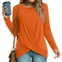 Ženska majica sa čvrstim bojama okrugli vrat s dugim rukavima V izrez Slim Fit pletena bluza za dame
