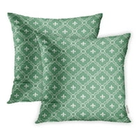 Sažetak bijeli i zeleni Fleur de LIS uzorak koji su i ponavlja antikni krugovi jastučni jastučni poklopac