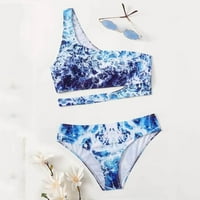 Finelylove seksi kupaći kostim za žene Lagano obložen bandeau grudnjak u stilu bikini plava m