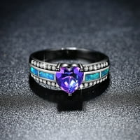 Angažman okrugli rez Zirkoni Žene vjenčani prstenovi Nakit za žene za žene Full Diamond Dame Ring Rings Crna