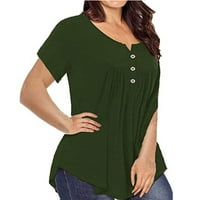 Huaii ženske majice plus veličine V bluze up bluze ruffle tunike kratki rukav gornji vrhovi za žene