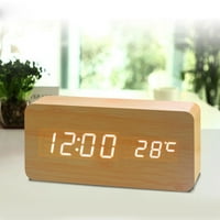Drveni LED budilica sa temperaturnim zvukovima Kontrolirajte elektronički digitalni sat