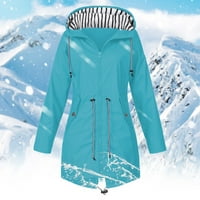 Yuwegr Lagana ženska modna modna kišna jakna s kapuljačom - zip up windbreaker kabanica s džepovima
