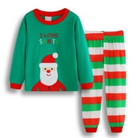 Little Boys Girgine Božićne pidžame za odjeću za mališana Set snjegovića Sleep Bawer Dugih rukava