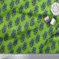 Soimoi Green Modal Satin tkanina od listova i cvjetnog etničkog tiskanog tkanina širom