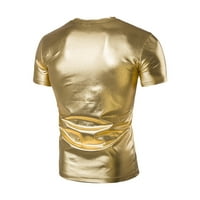 Lovskoo Mens dugme dolje majice Ljetne bluze muškarci Ležerne prilike Shiny V izrez Teen Trend Slim topls žut