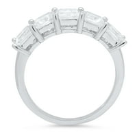 3. CT Princess Cut originalni kultivirani dijamant VS1-VS J-K Solid Real 18k bijelo zlato Everyment Arhan Dizajner Art Deco Dainty Promise Vjenčanje BW Veličina 7,5