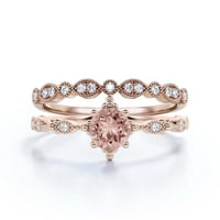 Dazzling Boho & Hippie 1. Klat za ručni morganit i dijamantski morski zaručni prsten, vjenčani prsten