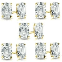 Pariz nakit 18K žuti zlatni 3Ct Asscher Cut White Sapphire Set od pet naušnica