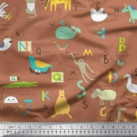 Soimoi pamučna kambrična tkaninska abecede, ptice i životinje Dječja tkanina za obrtna tkanina od dvorišta