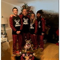 Porodica koja odgovara Božićne pidžame Set Women Baby Kids Sleeper Print Top i prugaste pantalone
