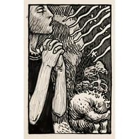 Akseli Gallen-Kallela Crni moderni uokvireni muzej umjetnički print pod nazivom - skica za molitvu