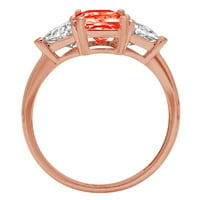 2.57ct smaragdni rez crveni simulirani dijamant 14k ružičasto zlato Angažovanje kamena prstena veličine