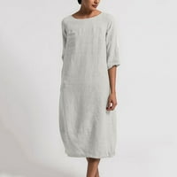 Jsaierl pamučne haljine za pamučne posteljine žene kratki rukav plus veličina maxi haljina slatka čvrsta