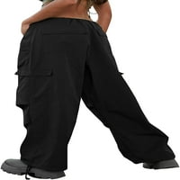 Danceemangoos Ženske Y2K baggy pantalone za pantalone za pantalone nacrtaju niske strukske džepove teretna hlače Lood široki noga vintage duksevi