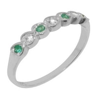 Britanci napravio 14k bijelo zlato Real Prirodni dijamant i smaragdni ženski prsten za vječnost - Opcije