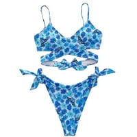 SDJMA kupaći kostimi za žene Dvije kupalište cvjetni print ženski povremeni zavoj podesivi bikini kupaći