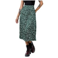 Suknje za žene ženske modne leopard print patent zatvarač visoki struk casual saten srednje teleže suknje